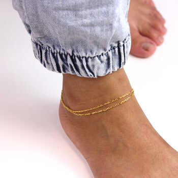 Sterling Silver Double Figaro Anklet, 4 of 6