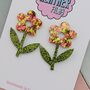Flower And Stem Glitter Earrings, thumbnail 3 of 4