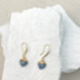 Aventurine Blue Small Heart Real 18k Gold Plated Earrings, thumbnail 3 of 4
