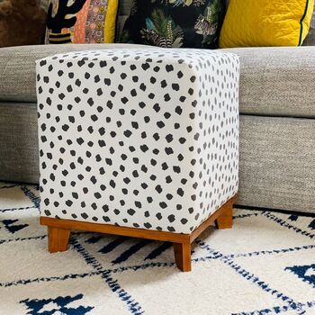 Polka Dot With Pine Base Square Footstool, 2 of 5