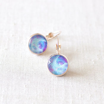 Blue And Magenta Galaxy Earrings, 4 of 8