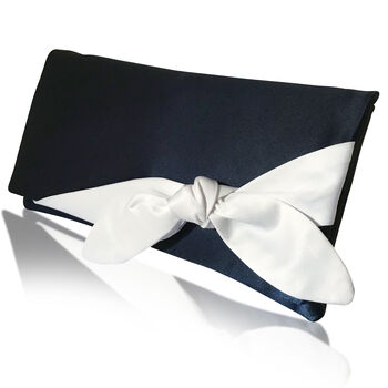 Navy And Ivory Satin Olive Clutch, 6 of 7