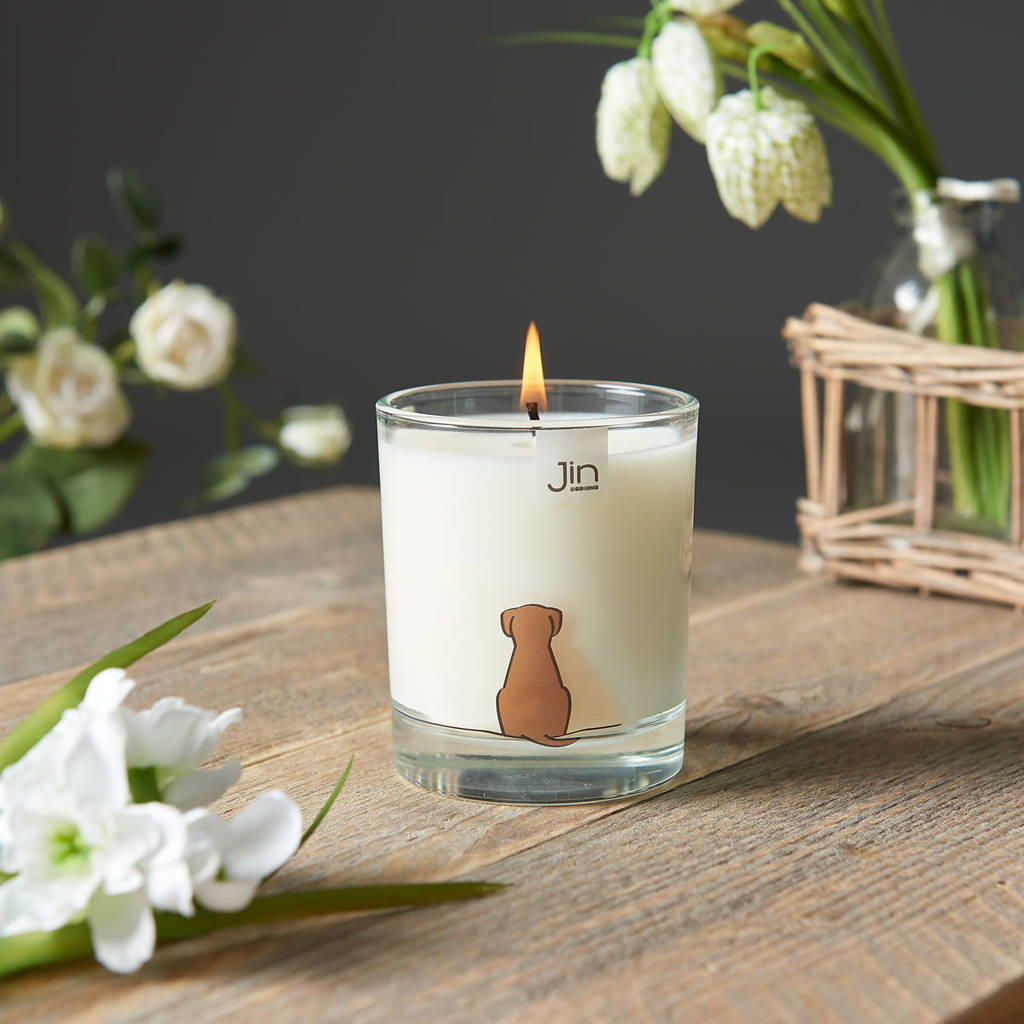 sitting dog candle by jin designs
