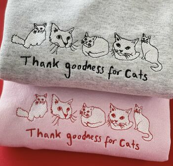 Thank Goodness For Cats Embroidered Sweater, 4 of 7