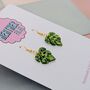 Green Glitter Monstera Leaf Resin Earrings, thumbnail 4 of 8