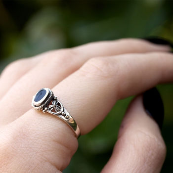 Detailed Black Onyx Sterling Silver Ring, 5 of 5