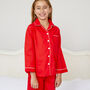 Personalised Matching Red Cotton Classic Christmas Pyjama For Dad And Child, thumbnail 4 of 5