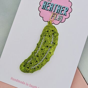 Green Pickle Glitter Resin Christmas Decoration, 3 of 4