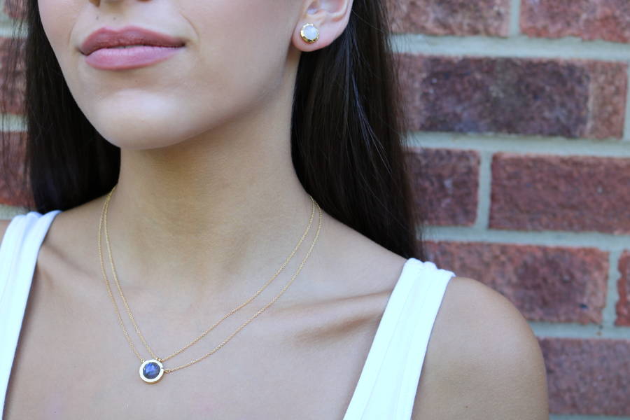 18ct gold vermeil double chain gemstone necklace by sharon mills london