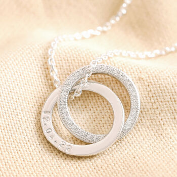 Personalised Sterling Crystal Linked Rings Necklace, 4 of 7