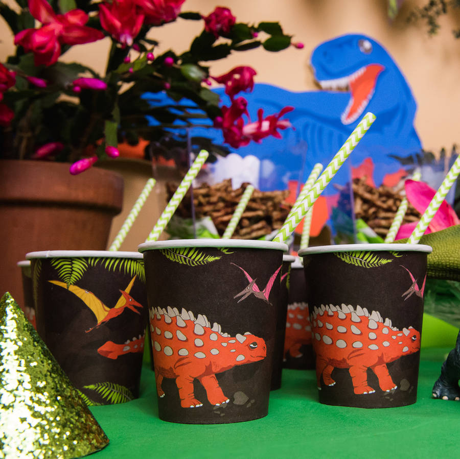 dinosaur party paper cups by marvellous cat