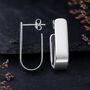 Chunky Sterling Silver Open Rectangle Half Hoop Stud Earrings, thumbnail 3 of 7