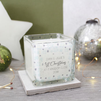 New Home Christmas Snowflake Scented Square Candle, 3 of 5
