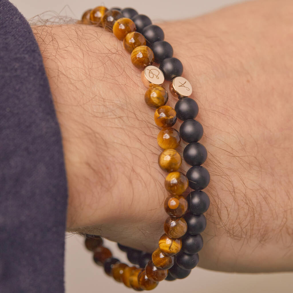 Men's Personalised Semi Precious Bead Bracelet By Merci Maman ...