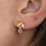 Bow Birthstone Earrings Gold Plated, thumbnail 1 of 11