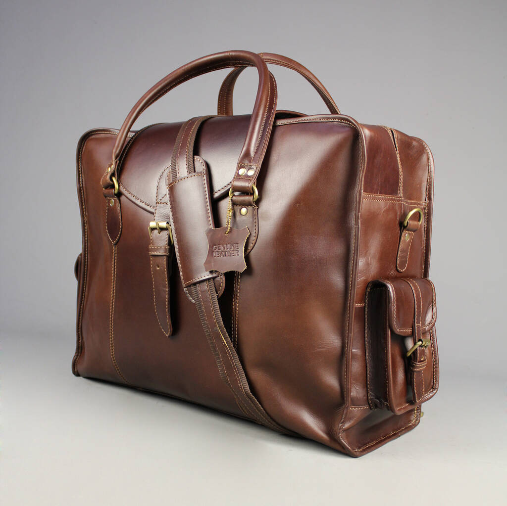 'markham' Extra Large Eco Friendly Leather Travel Bag By Vintage Child ...