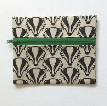 Badger Coin Purse. Handmade Cotton Pouch, 3 of 3