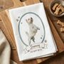 Personalised Dog Watercolour Art On Tea Towel Gift, thumbnail 1 of 5