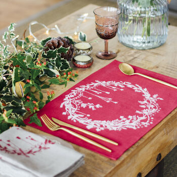 Christmas Linen Placemats Set Of Two, 7 of 8