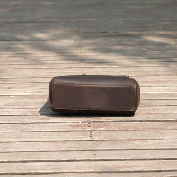 Minimalist Genuine Grain Leather Backpack Black, 10 of 12