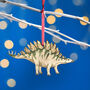 Wooden Stegosaurus Dinosaur Christmas Tree Decoration, thumbnail 1 of 3