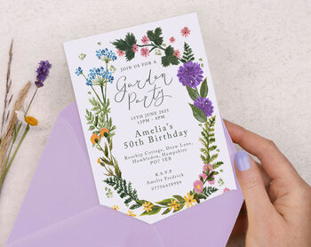 Personalised A6 Floral Birthday Garden Party Invitation, 2 of 3