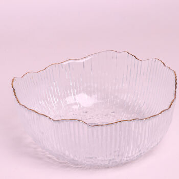 G Decor Calypso Clear Gold Rim Glass Bowls Serving Bowl, 4 of 8