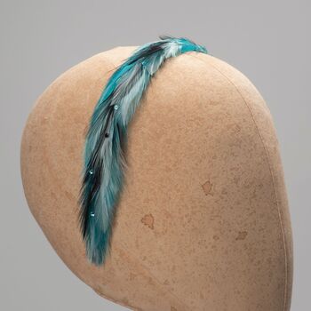 Turquoise Feather And Crystal Headband 'Marina', 2 of 11