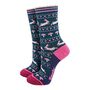 Bunny Rabbit Woodlands Bamboo Ankle Socks Women's Green, thumbnail 1 of 3