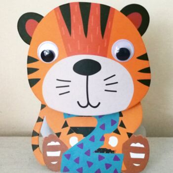 2nd Birthday Card Tiger Wobbly Eyes, 2 of 2