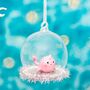 Pink Narwhal Dome Christmas Bauble Tree Decoration, thumbnail 1 of 2