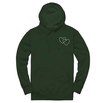 Personalised Initial Double Heart Unisex Hoodie With Initial On Sleeve, 7 of 11