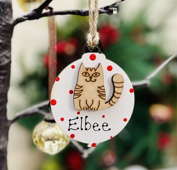 Personalised Pussy Bauble Cat Christmas Tree Decoration, 2 of 4