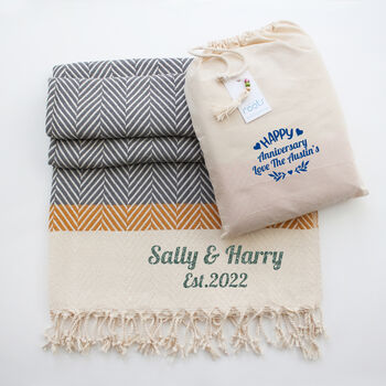 Personalised Cotton Throw, Cotton Anniversary Gift, 8 of 12