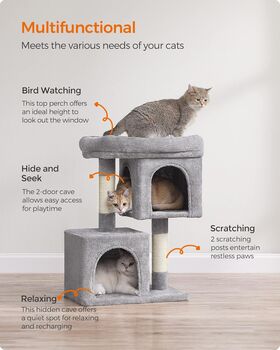 Cat Tree 74 Cm Cat Tower For Medium Cats Light Grey, 4 of 8