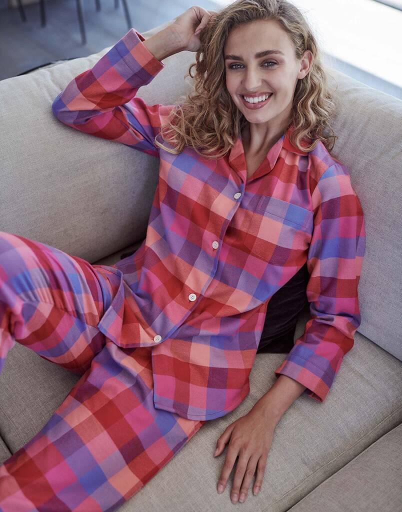 Women's Coral Shire Square Brushed Cotton Pyjama Set By BRITISH