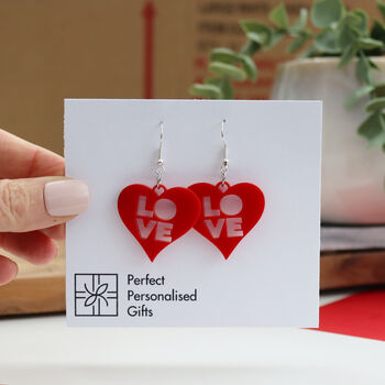 Love Heart Acrylic Red Earrings, 7 of 7