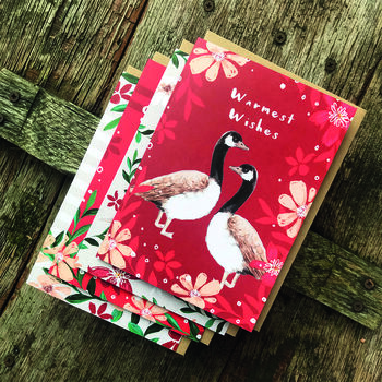 Festive Geese Bird Christmas Card Blank Inside, 2 of 3