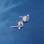 Silver Cz Stone Bunny Stud Earrings, Kids Studs, thumbnail 4 of 7