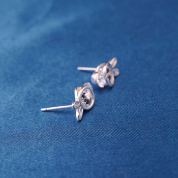 Silver Cz Stone Bunny Stud Earrings, Kids Studs, 4 of 7