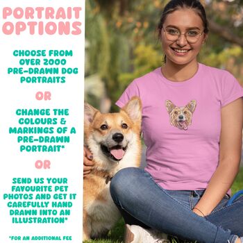 Custom Pittie Portrait Outlie T Shirt For Dog Mum, 5 of 5