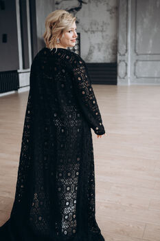 Black Macrame Lace Kimono Cape, 6 of 12