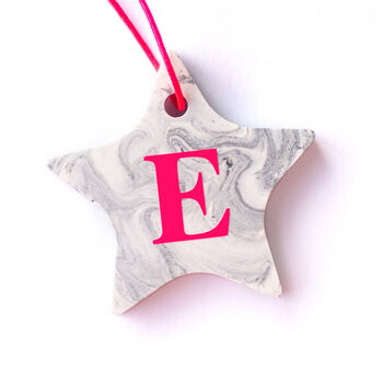 Personalised Marble Effect Star With Neon Initial, 3 of 4