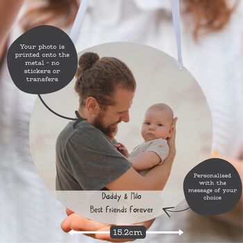 Personalised Daddy And Child Photo And Message Metal Wall Hanging, 2 of 2