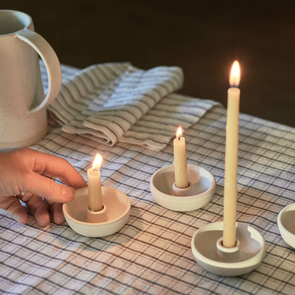 Handmade Stoneware Candle Holder, Small By Rowen & Wren