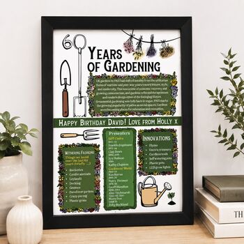 60th Birthday Gift For Gardeners Personalised Print, 4 of 10