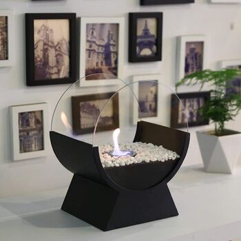 Round Glass Bioethanol Fire Bowl Pot Tabletop Fireplace, 5 of 7