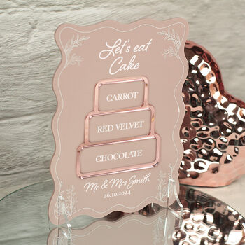 Wavy Edge Wedding Birthday Cake Flavour Sign, 2 of 3