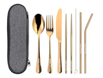 Stainless Steel Travel Cutlery Set With Free Engraving, 8 of 12