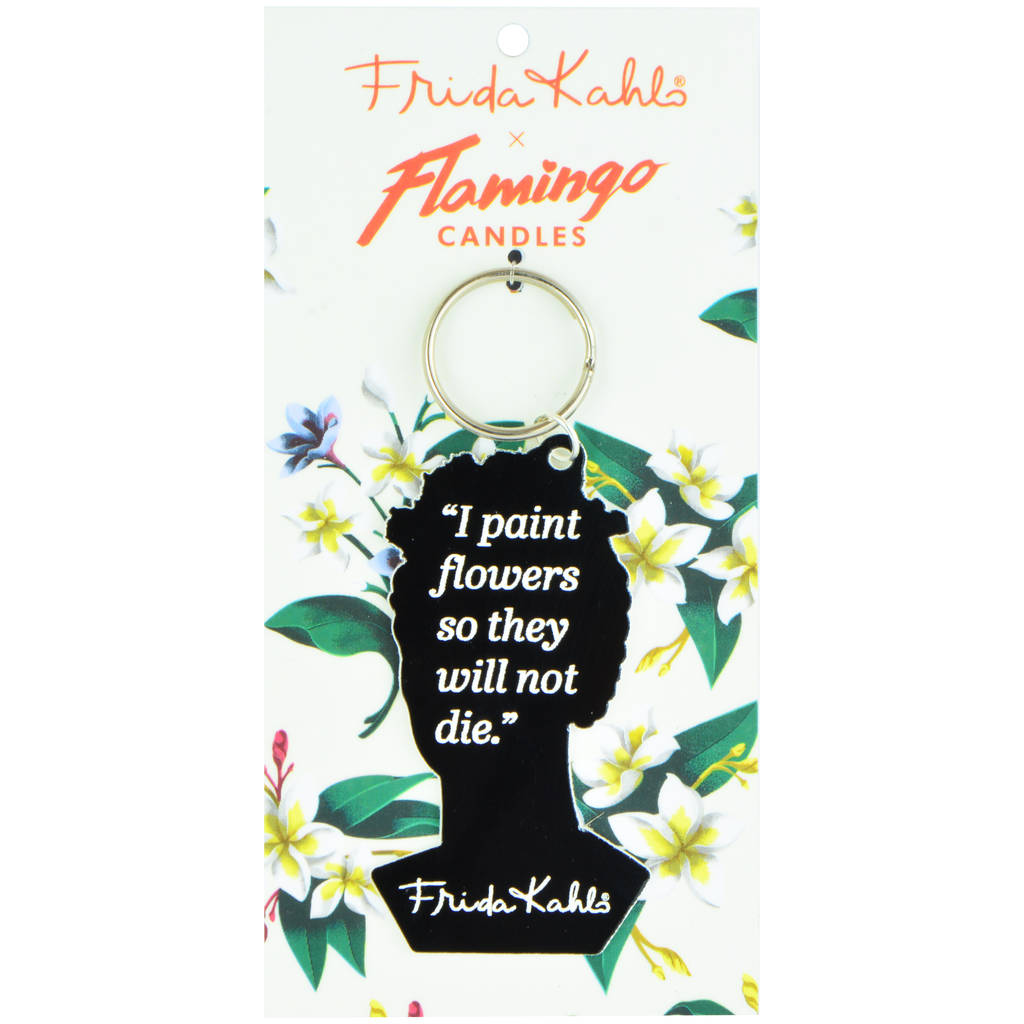 Image of Frida Kahlo X Flamingo Candles 'I Paint Flowers' Keytag